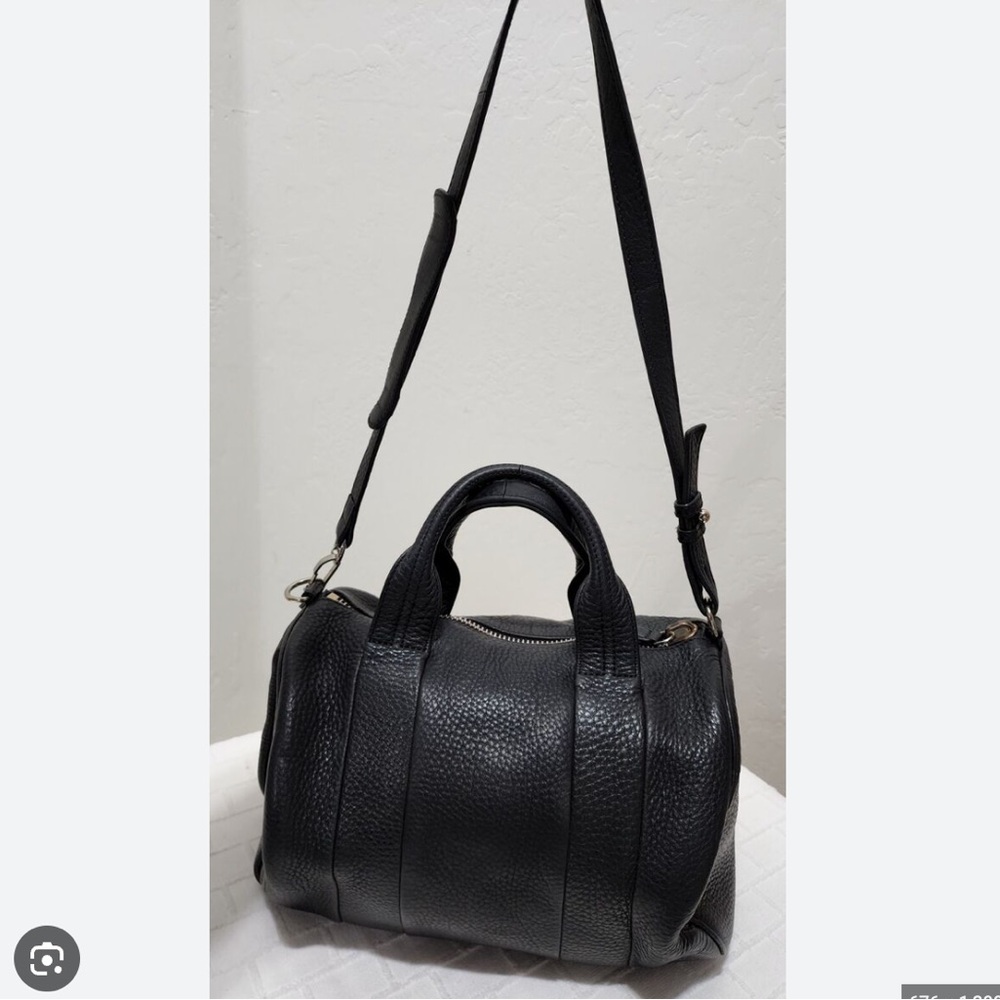ALEXANDER WANG Pebbled Lambskin Rockie Duffel in Black and bronze hardware